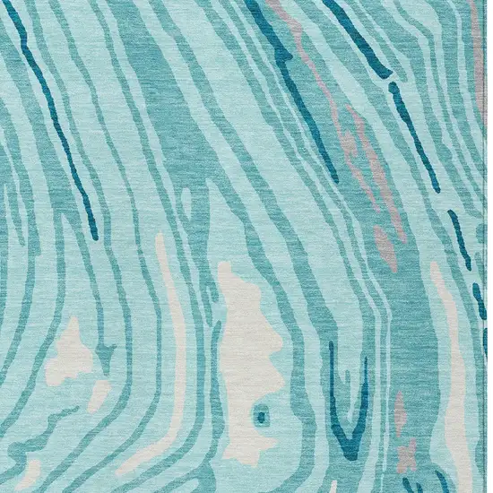 Turquoise Teal Blue And Gray Abstract Washable Indoor Outdoor Area Rug Photo 6