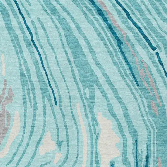 Turquoise Teal Blue And Gray Abstract Washable Indoor Outdoor Area Rug Photo 6
