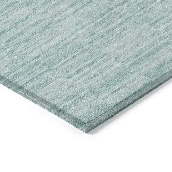 Turquoise Teal Blue And Gray Striped Washable Indoor Outdoor Area Rug Photo 5