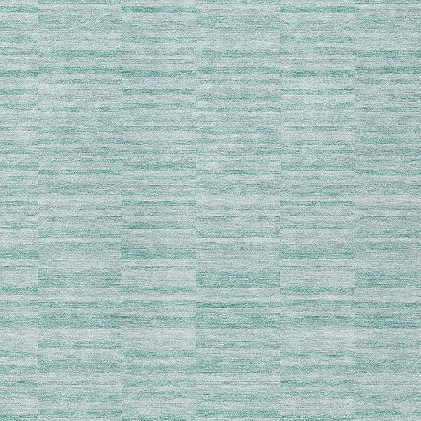 Turquoise Teal Blue And Gray Striped Washable Indoor Outdoor Area Rug Photo 8