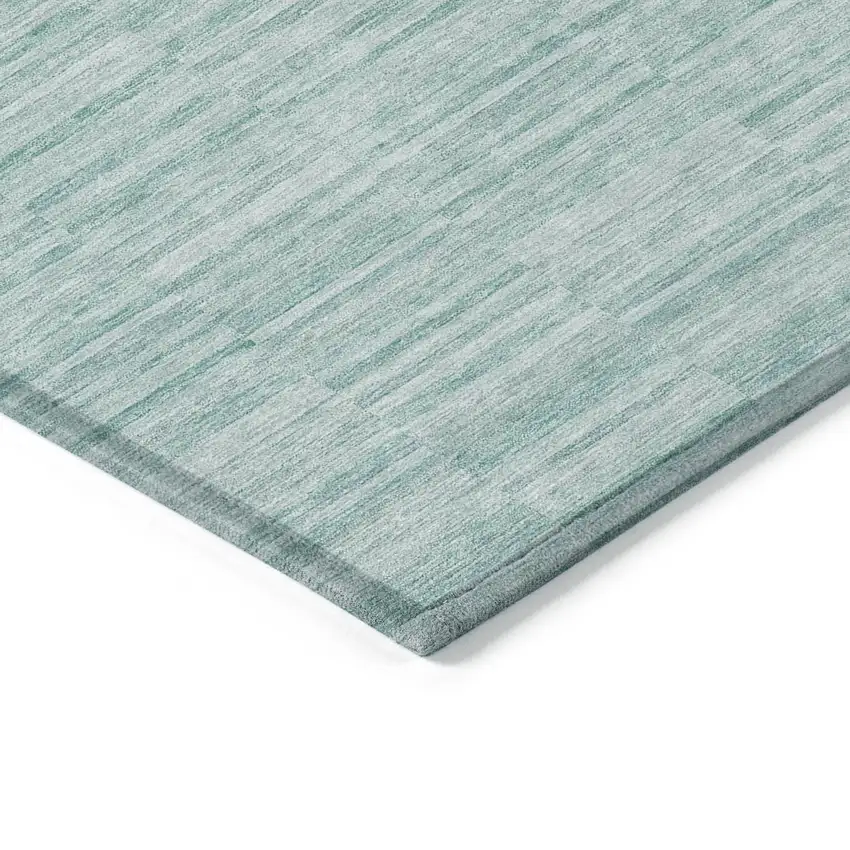 Turquoise Teal Blue And Gray Striped Washable Indoor Outdoor Area Rug Photo 5