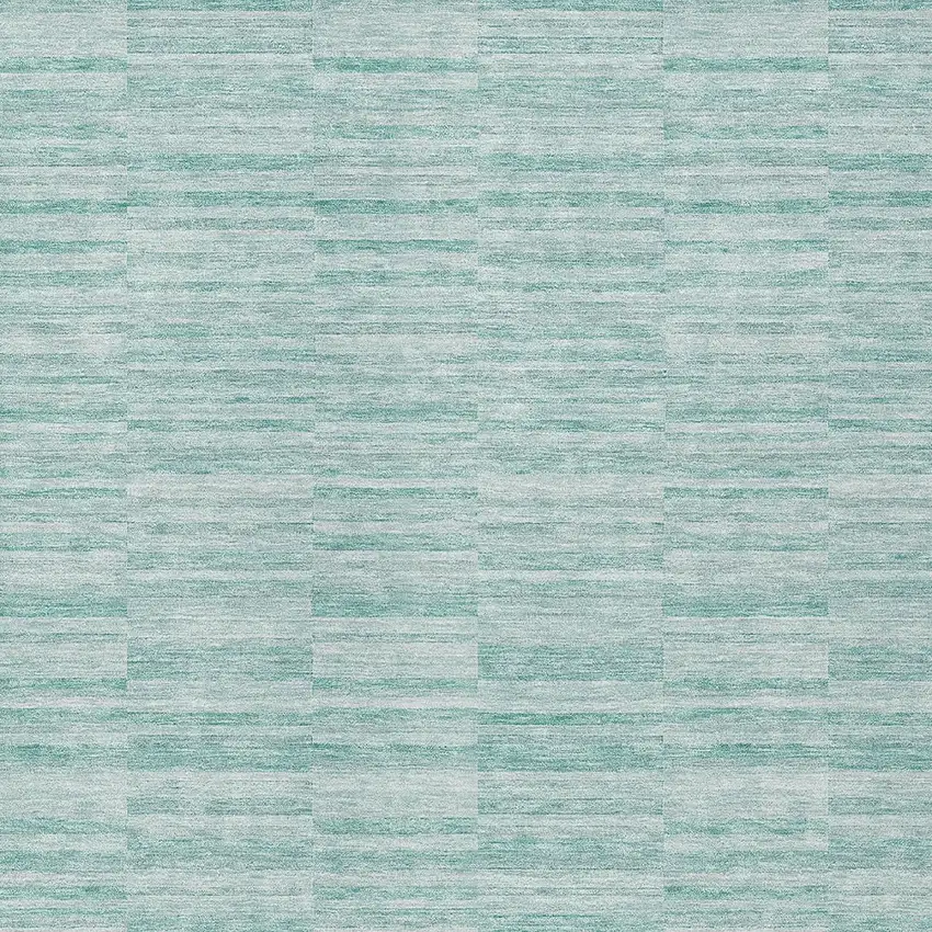 Turquoise Teal Blue And Gray Striped Washable Indoor Outdoor Area Rug Photo 6