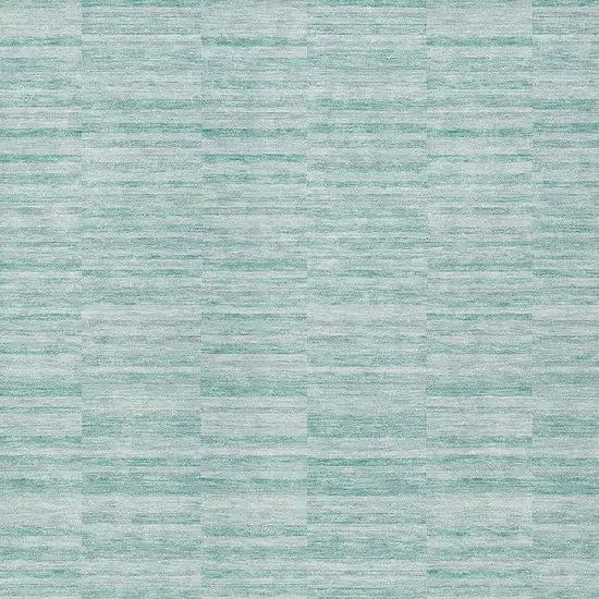 Turquoise Teal Blue And Gray Striped Washable Indoor Outdoor Area Rug Photo 6
