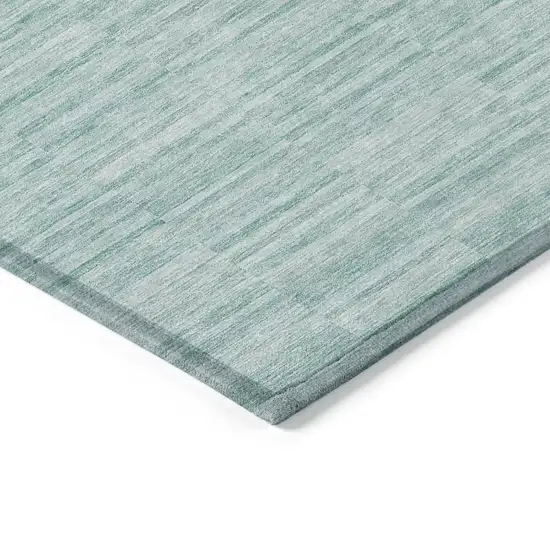 Turquoise Teal Blue And Gray Striped Washable Indoor Outdoor Area Rug Photo 5