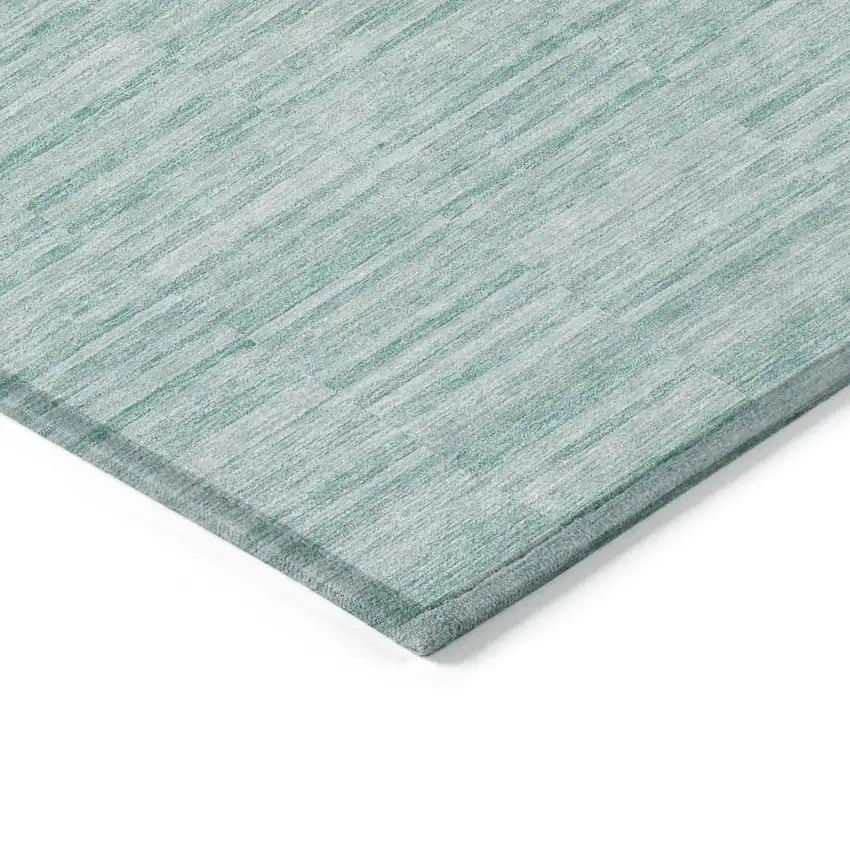 Turquoise Teal Blue And Gray Striped Washable Indoor Outdoor Area Rug Photo 5