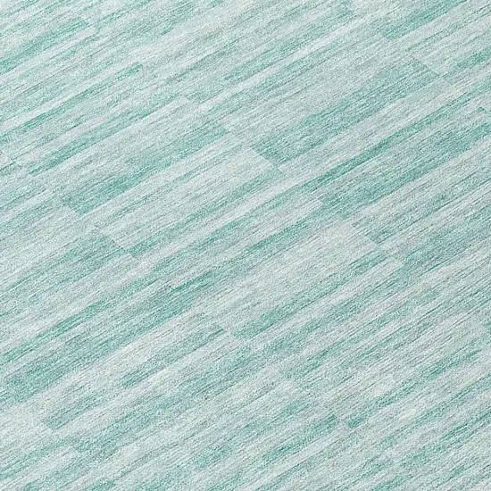 Turquoise Teal Blue And Gray Striped Washable Indoor Outdoor Area Rug Photo 7