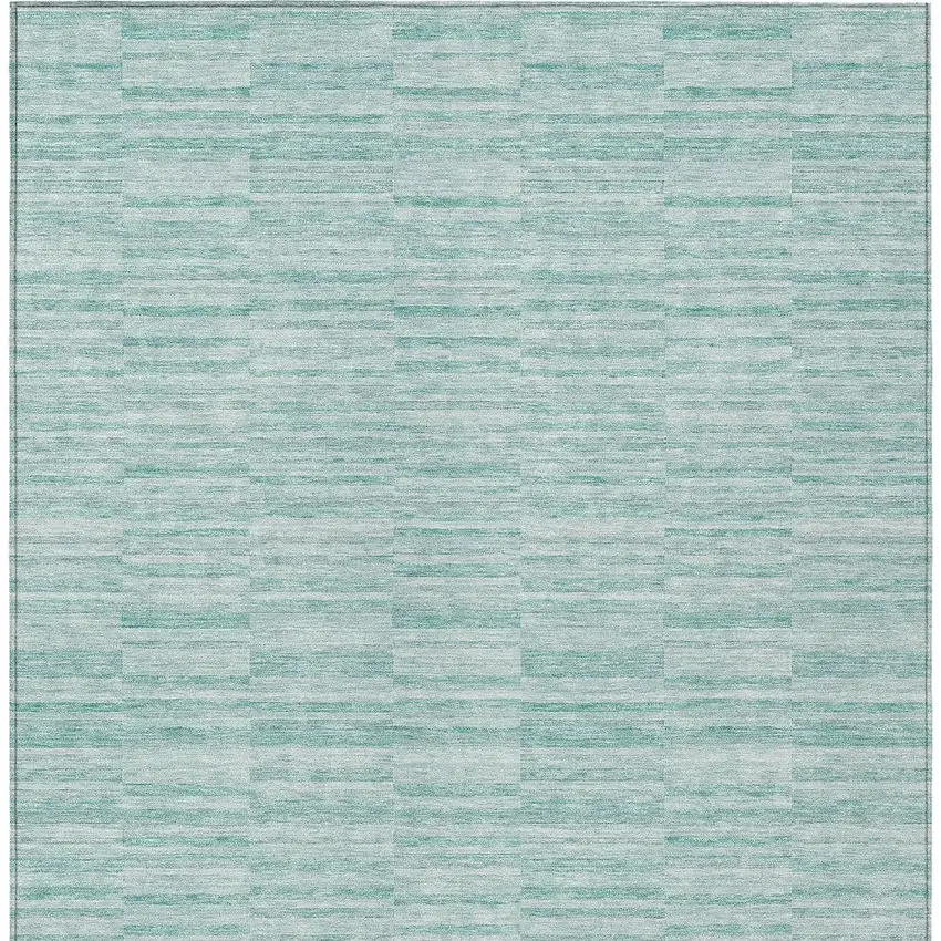 Turquoise Teal Blue And Gray Striped Washable Indoor Outdoor Area Rug Photo 7