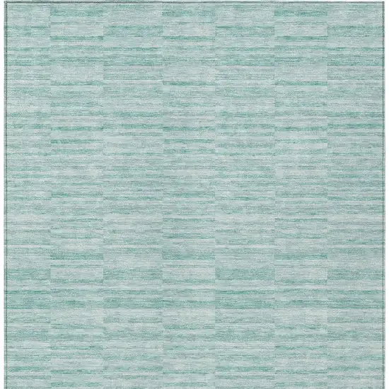 Turquoise Teal Blue And Gray Striped Washable Indoor Outdoor Area Rug Photo 7