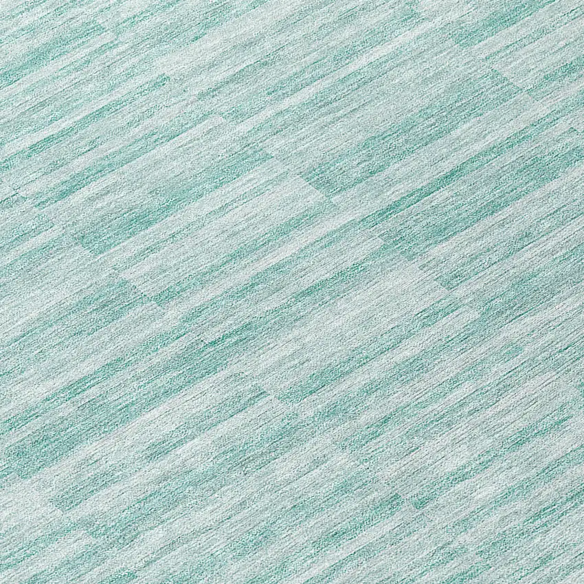 Turquoise Teal Blue And Gray Striped Washable Indoor Outdoor Area Rug Photo 8