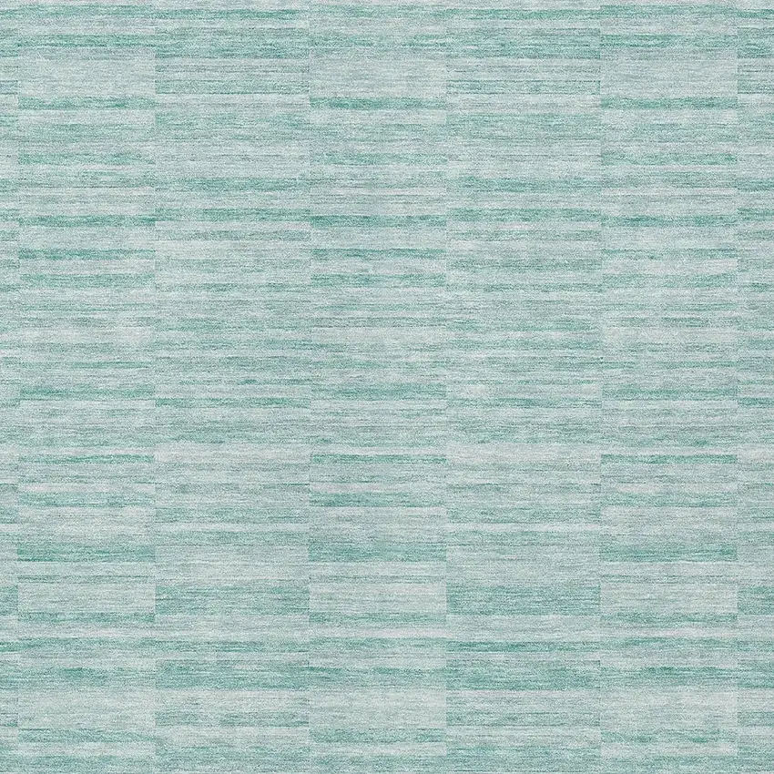 Turquoise Teal Blue And Gray Striped Washable Indoor Outdoor Area Rug Photo 6
