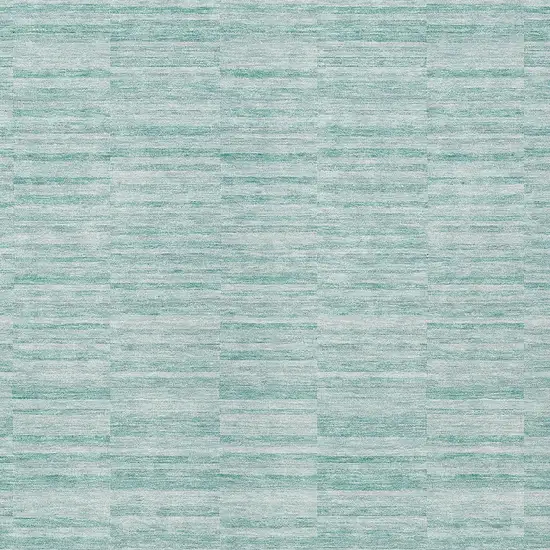 Turquoise Teal Blue And Gray Striped Washable Indoor Outdoor Area Rug Photo 6