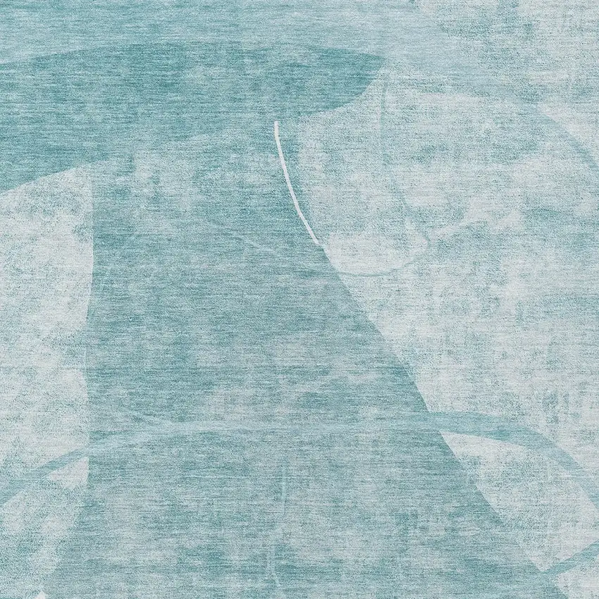 Turquoise Teal Blue And Ivory Abstract Washable Indoor Outdoor Area Rug Photo 6