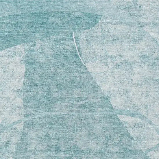 Turquoise Teal Blue And Ivory Abstract Washable Indoor Outdoor Area Rug Photo 6