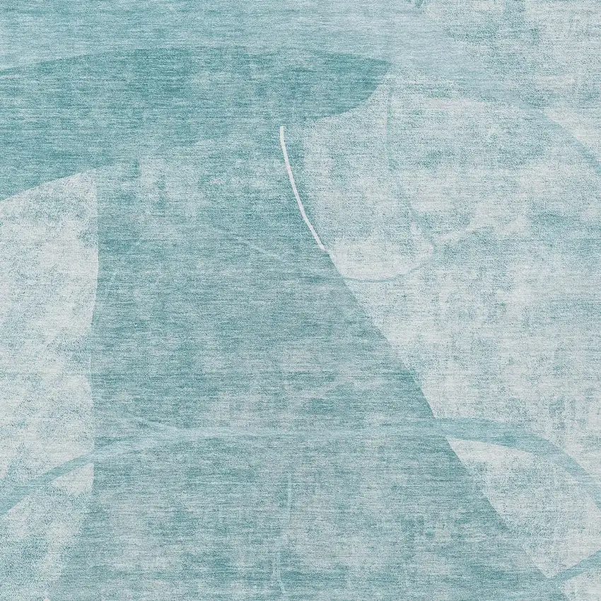 Turquoise Teal Blue And Ivory Abstract Washable Indoor Outdoor Area Rug Photo 6