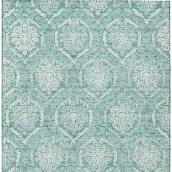 Turquoise Teal Blue And Ivory Medallion Washable Indoor Outdoor Area Rug Photo 7