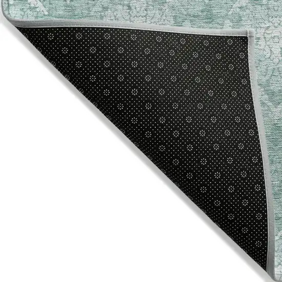 Turquoise Teal Blue And Ivory Medallion Washable Indoor Outdoor Area Rug Photo 4