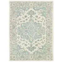 Photo of Turquoise and Cream Medallion Area Rug