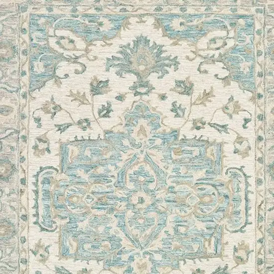 Turquoise and Cream Medallion Area Rug Photo 5