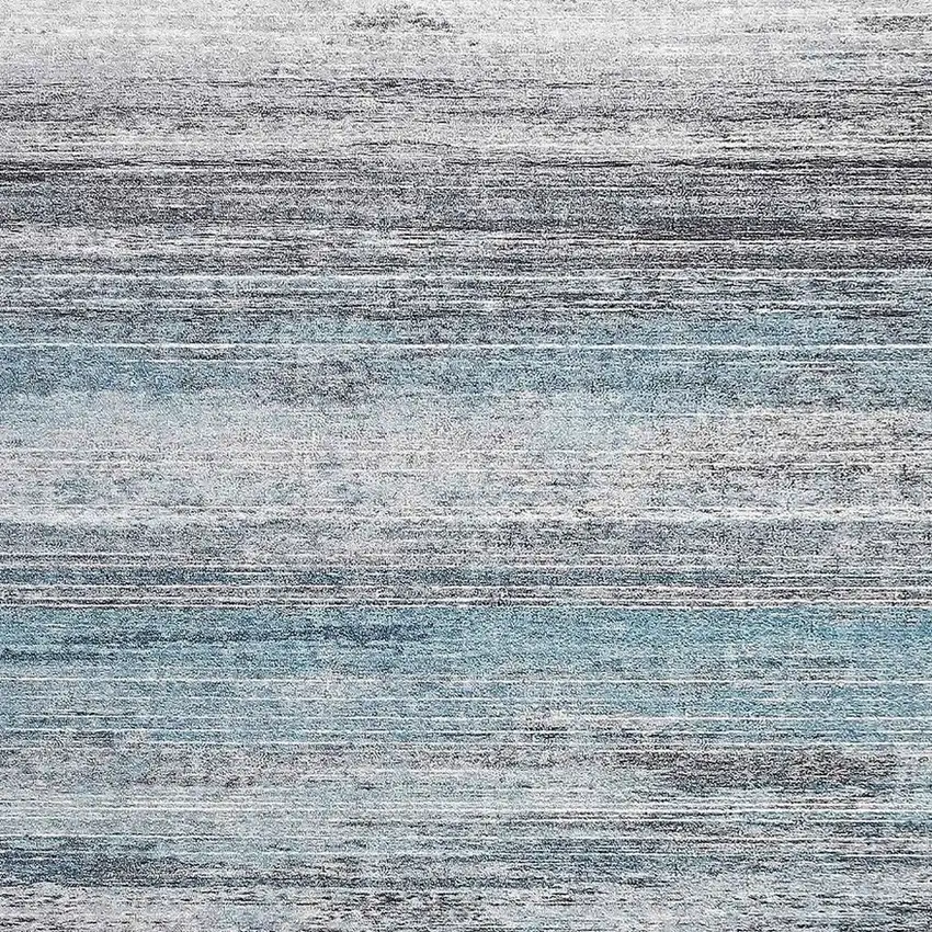 Turquoise and Gray Abstract Stain Resistant Area Rug Photo 4