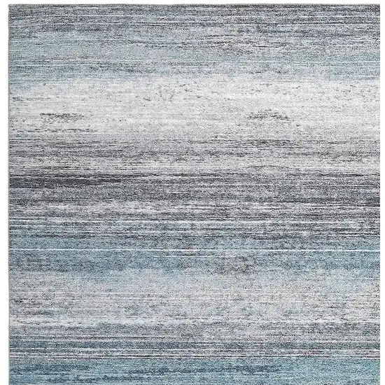 Turquoise and Gray Abstract Stain Resistant Area Rug Photo 3