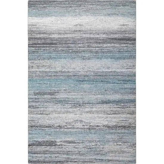 Turquoise and Gray Abstract Stain Resistant Area Rug Photo 4