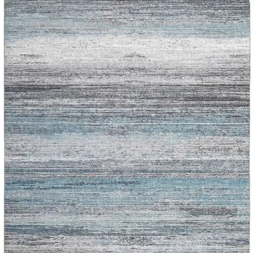 Turquoise and Gray Abstract Stain Resistant Area Rug Photo 4