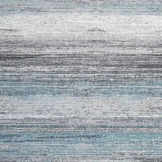 Turquoise and Gray Abstract Stain Resistant Area Rug Photo 3