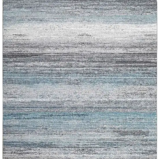Turquoise and Gray Abstract Stain Resistant Area Rug Photo 4