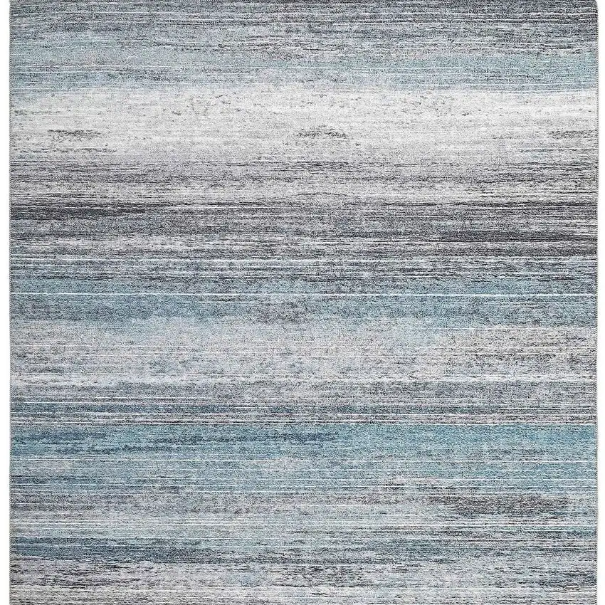 Turquoise and Gray Abstract Stain Resistant Area Rug Photo 4