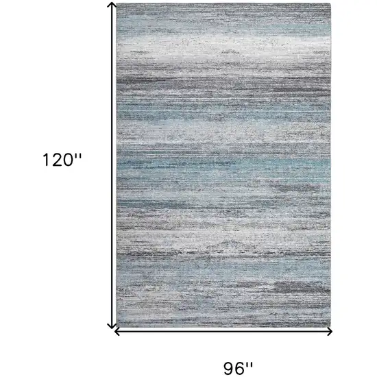 Turquoise and Gray Abstract Stain Resistant Area Rug Photo 8