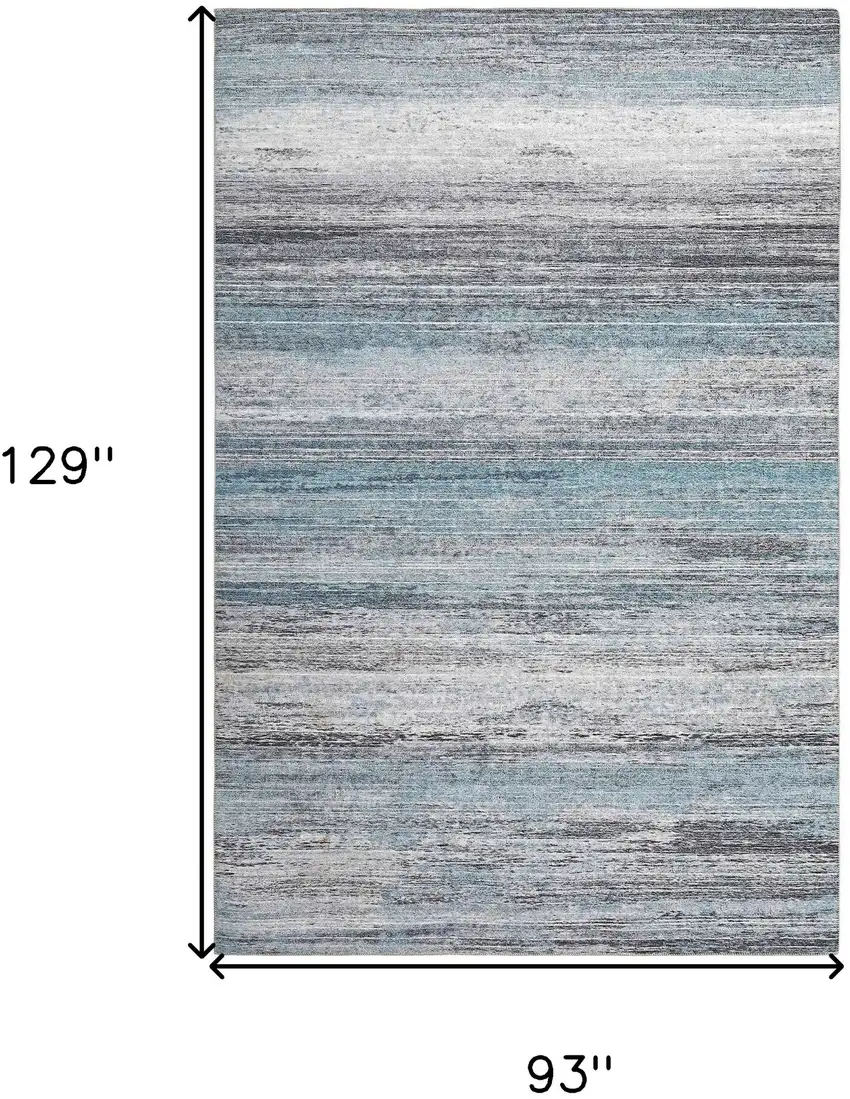 Turquoise and Gray Abstract Stain Resistant Area Rug Photo 4