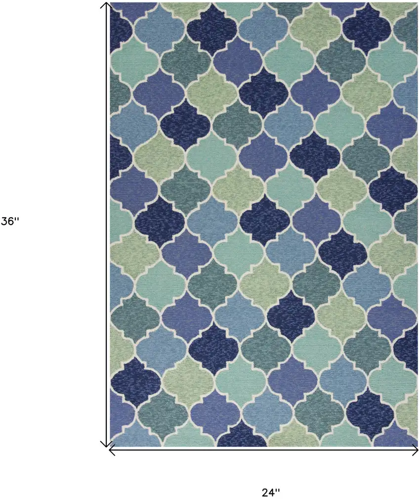 Blue Quatrefoil Hand Tufted Area Rug Photo 3