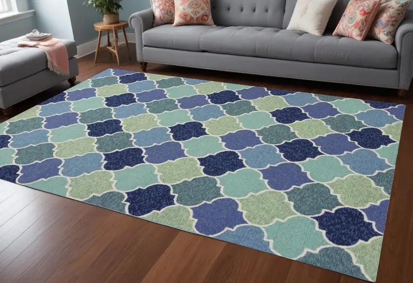 Uv Treated Polypropylene Blue Area Rug Photo 2