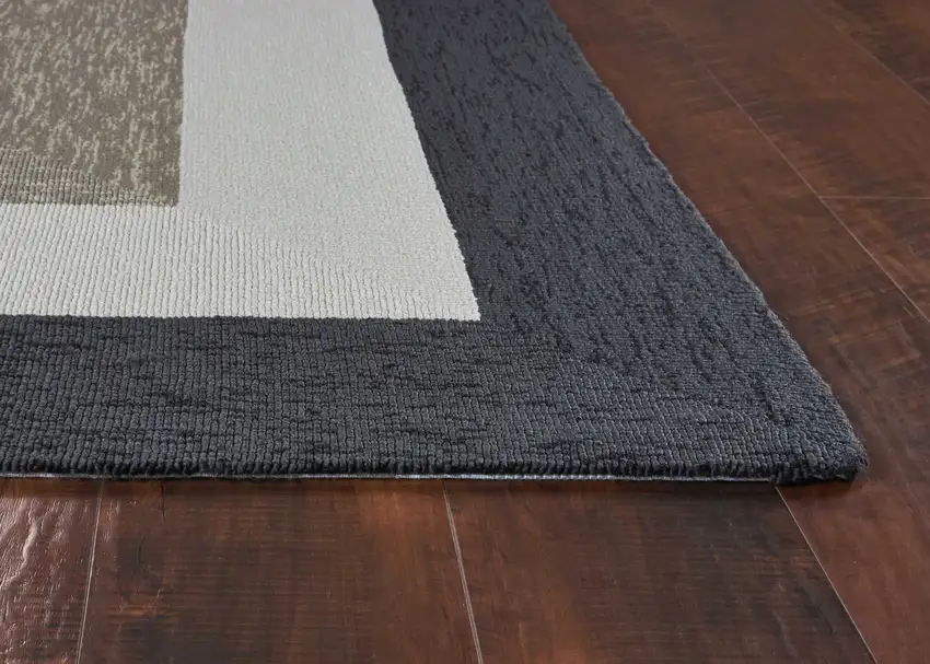 UV treated Polypropylene Charcoal Accent Rug Photo 6