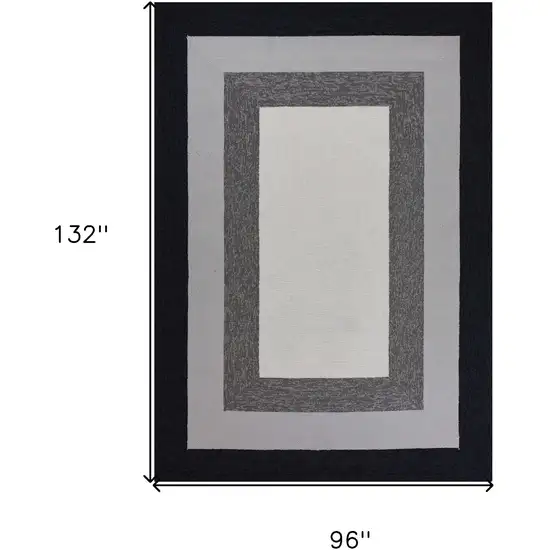 Black And Gray Geometric Hand Hooked Area Rug Photo 3