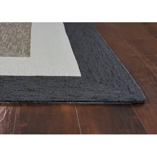 Black And Gray Geometric Hand Hooked Area Rug Photo 6