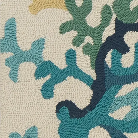 Uv Treated Polypropylene Ivory Or Blue Area Rug Photo 3