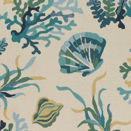 Uv Treated Polypropylene Ivory Or Blue Area Rug Photo 4