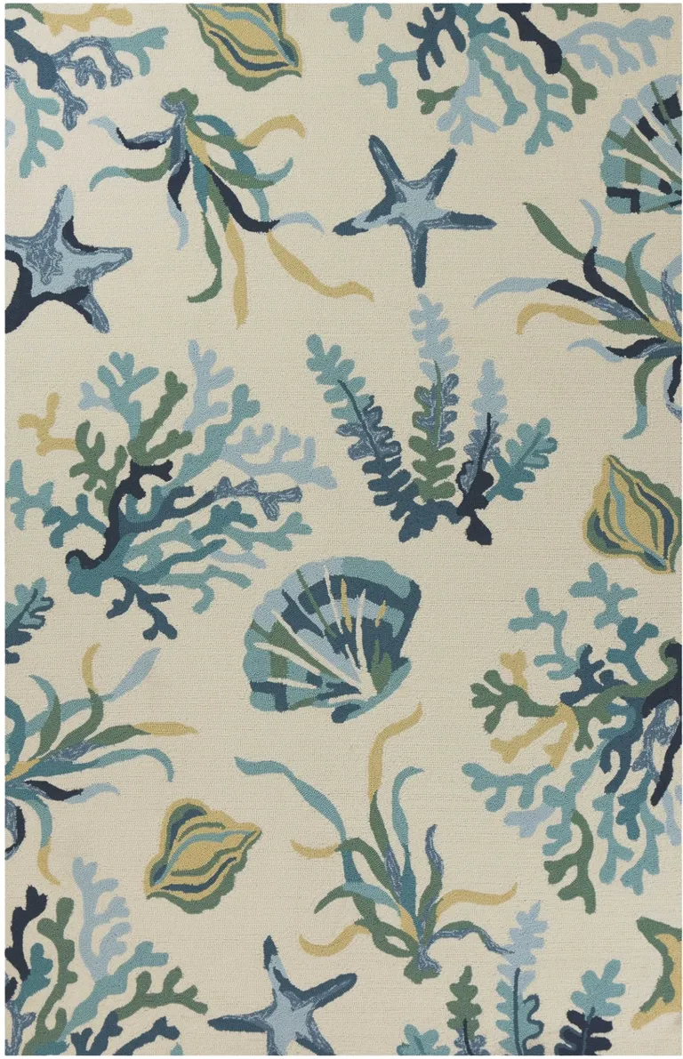 UV treated Polypropylene Ivory or Blue Area Rug Photo 3