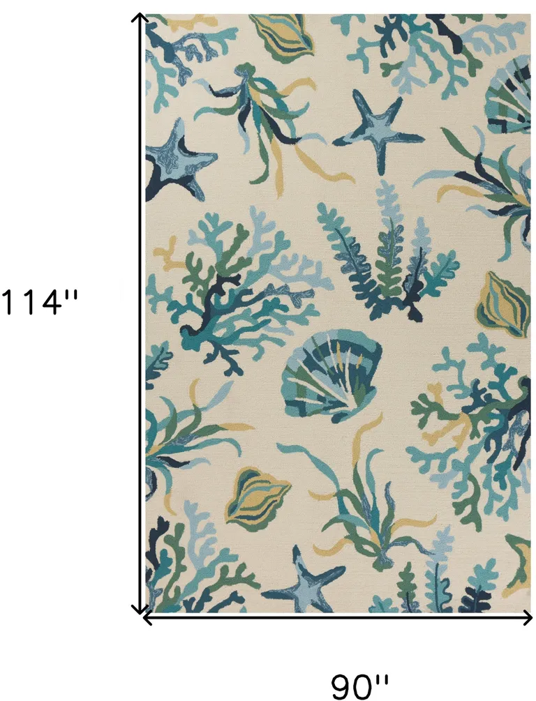 UV treated Polypropylene Ivory or Blue Area Rug Photo 2
