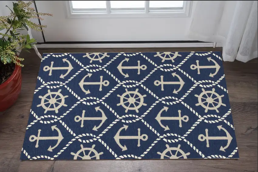 Uv Treated Polypropylene Navy Accent Rug Photo 1