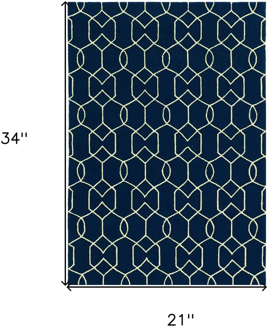 Uv Treated Polypropylene Navy Accent Rug Photo 3