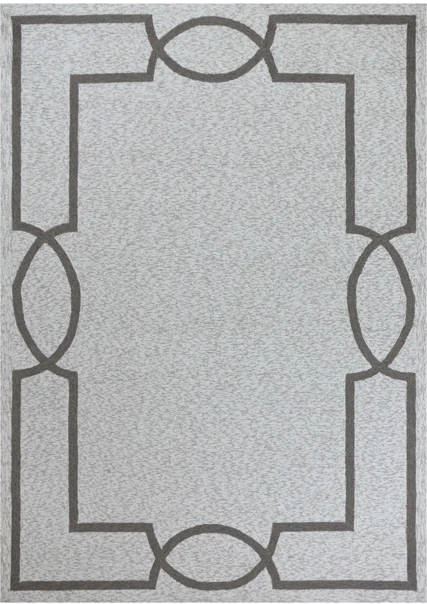 Ivory and Gray Hand Hooked Area Rug Photo 2