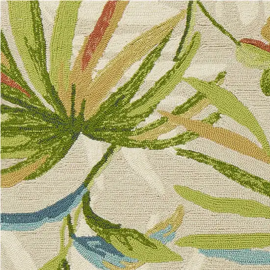 Sand Green And Blue Botanical Leaves Hand Tufted Area Rug Photo 6