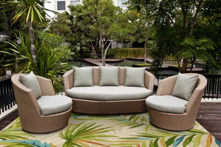 Sand Green And Blue Botanical Leaves Hand Tufted Area Rug Photo 9