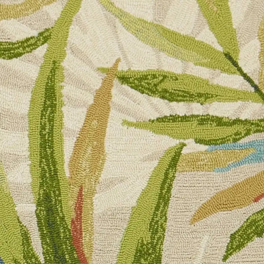 Sand Green And Blue Botanical Leaves Hand Tufted Area Rug Photo 7