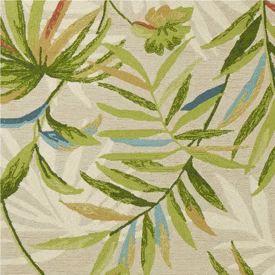 Sand Green And Blue Botanical Leaves Hand Tufted Area Rug Photo 5