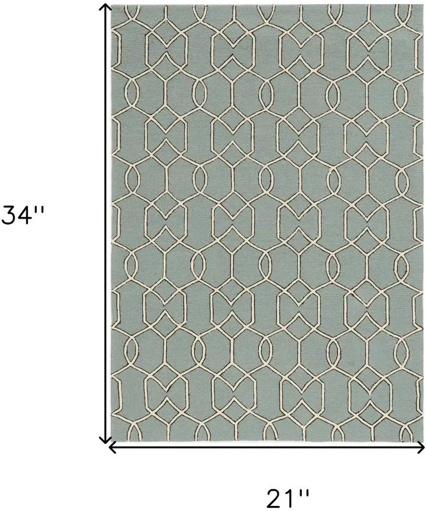 Green and Ivory Hand Hooked Area Rug Photo 3