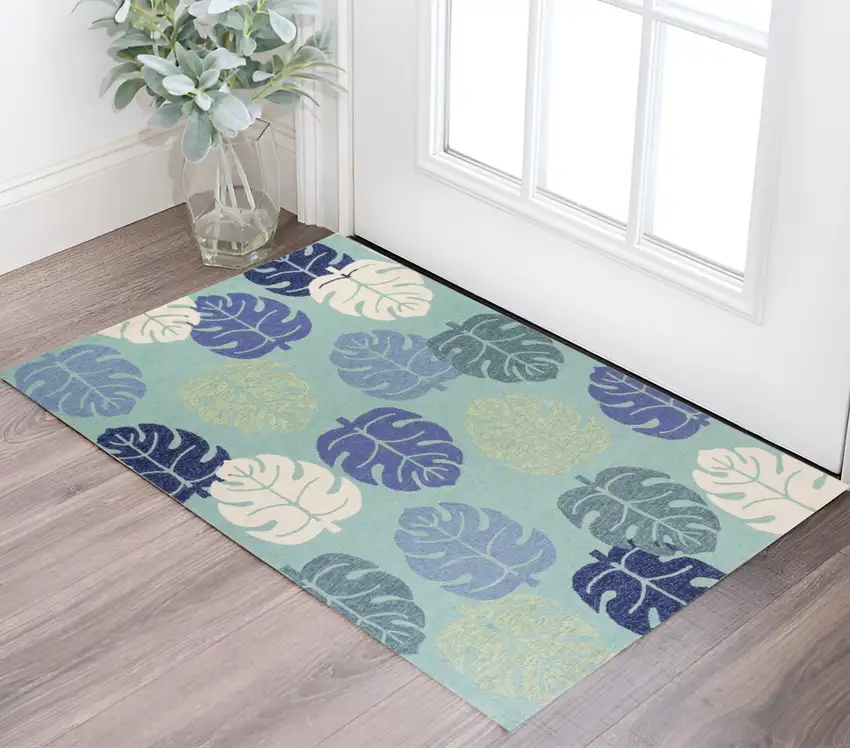 Turquoise Hand Tufted Area Rug Photo 1