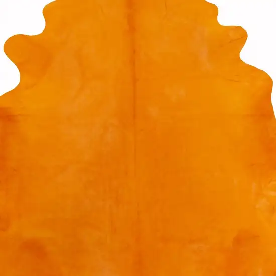 6 Ft Vibrant Orange Stenciled Cowhide Rug Photo 3